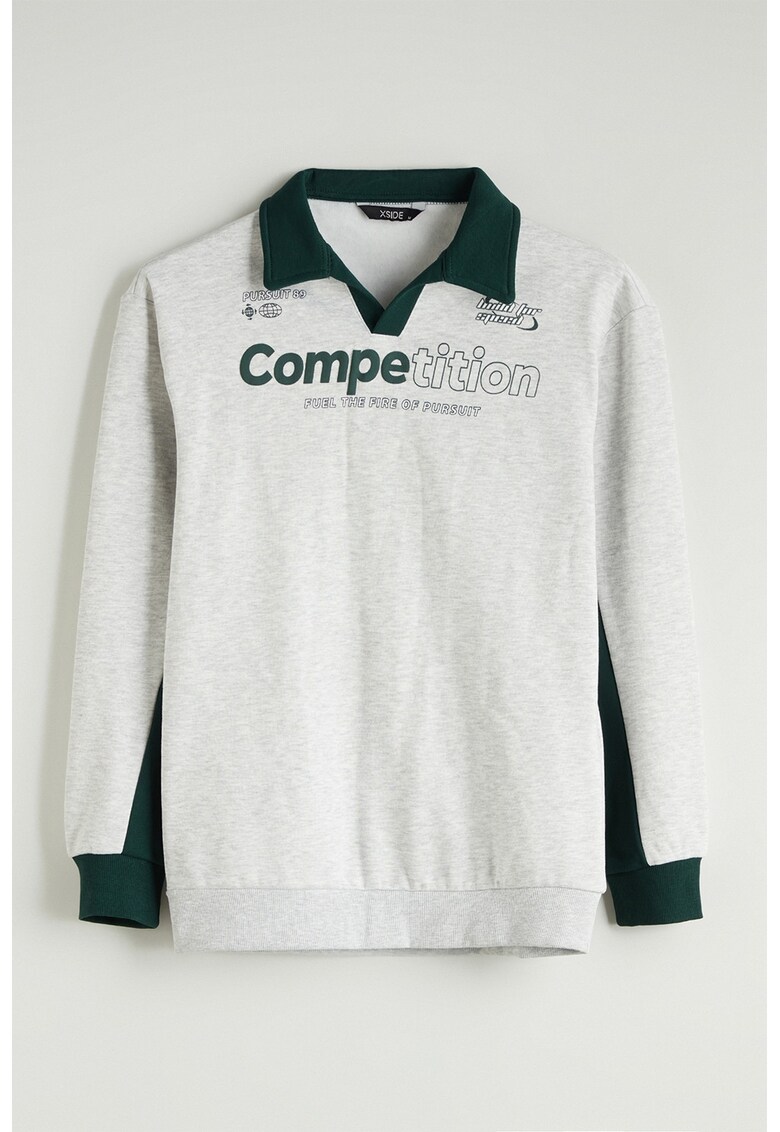 Bluza de trening cu garnituri contrastante - Verde aquamarin/Alb murdar