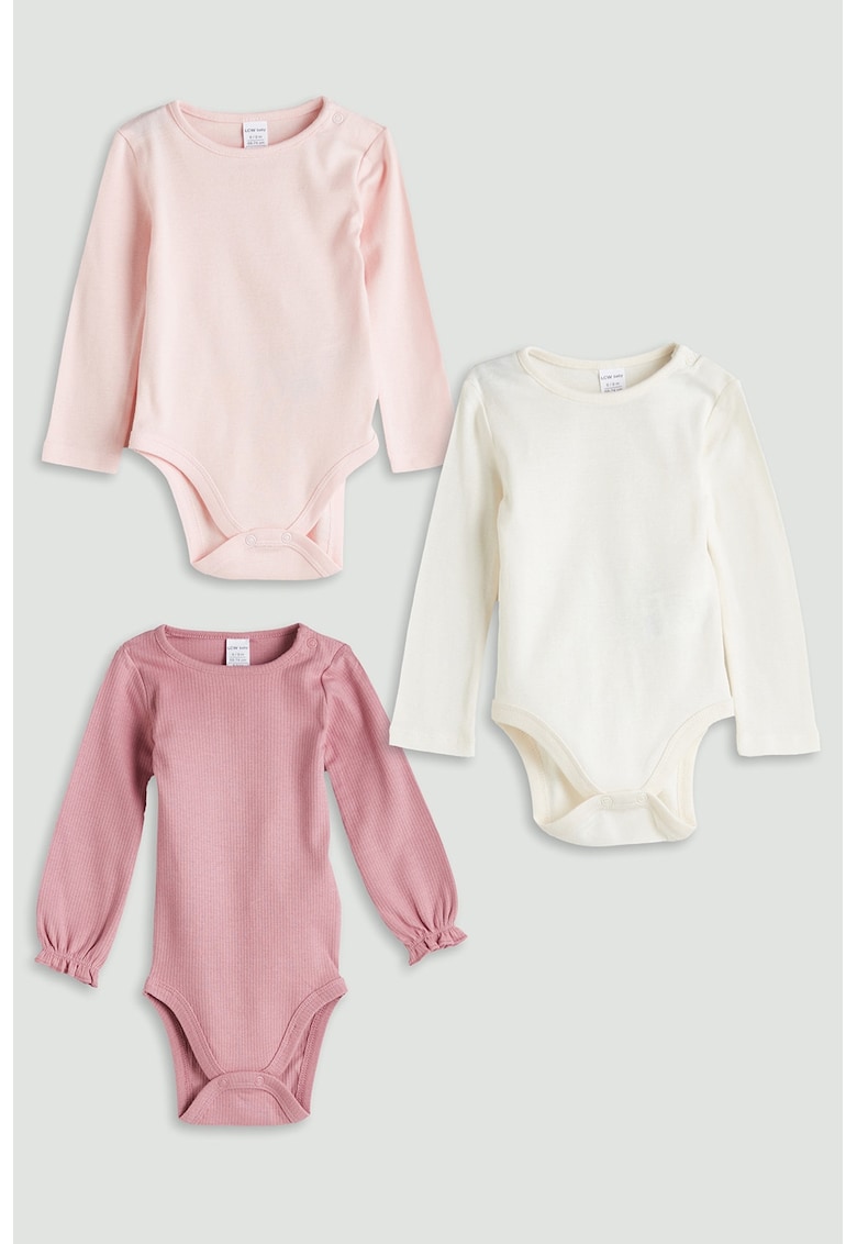 Set de body-uri cu striatii si model uni - 3 piese