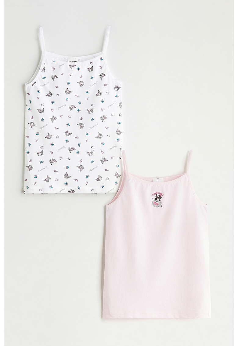 Set de top de pijama din bumbac cu model Kuromi - fara manecu - 2 piese
