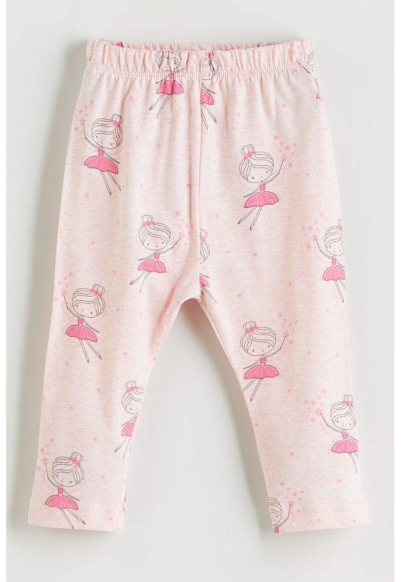 Pantaloni de pijama cu imprimeu si talie elastica - Roz/Roz pal