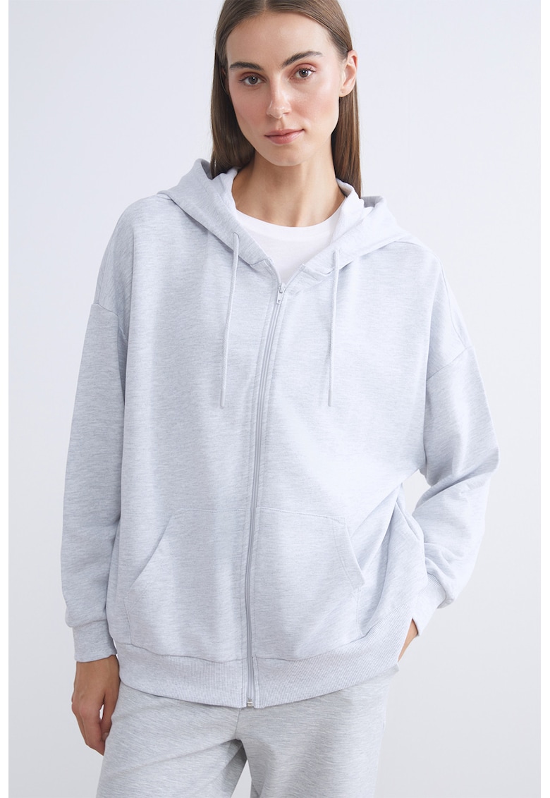 Hanorac lejer din amestec de bumbac cu snur de ajustare