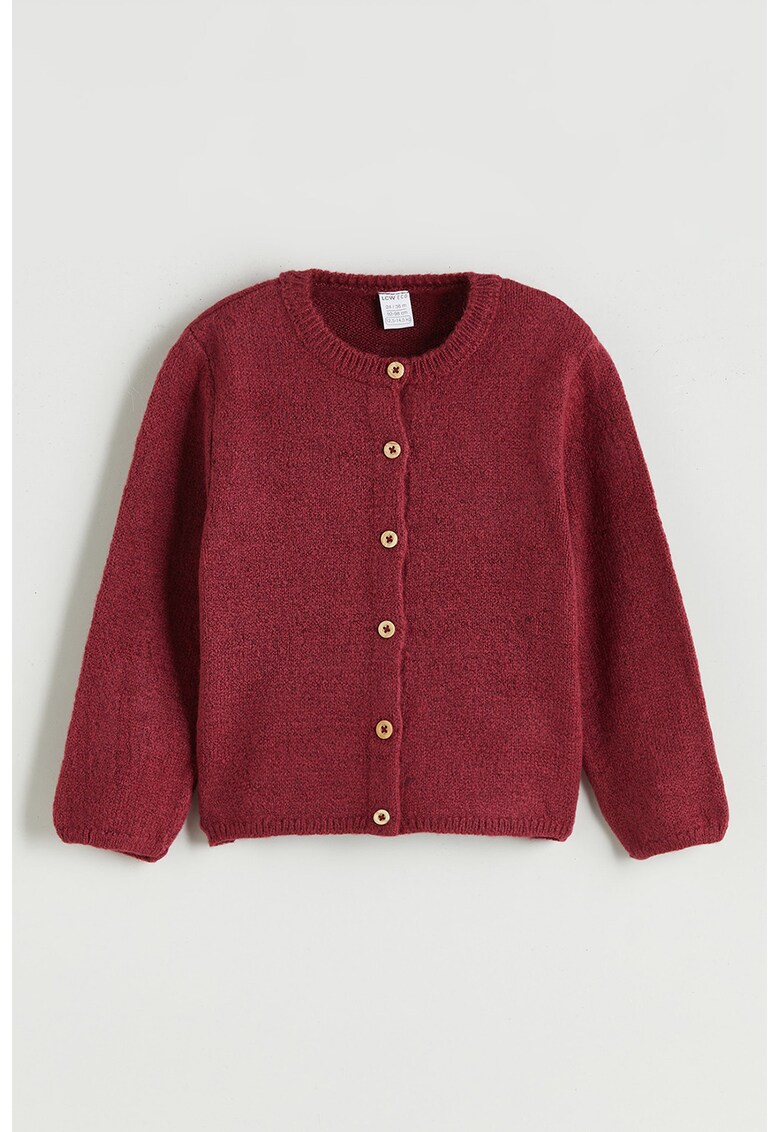 Cardigan tricotat cu nasturi - Rosu inchis