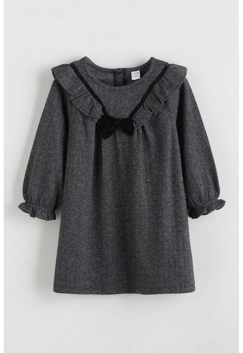 Rochie cu croiala dreapta si aplicatie cu funda