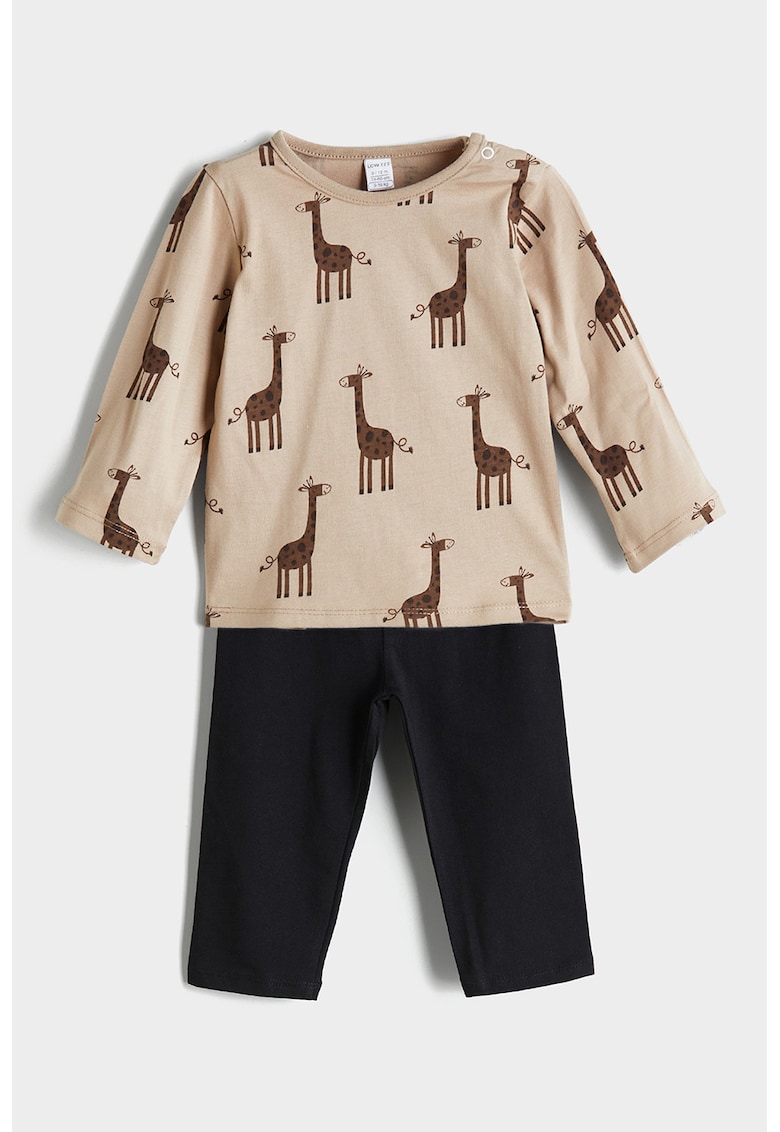 Pijama din bumbac cu imprimeu