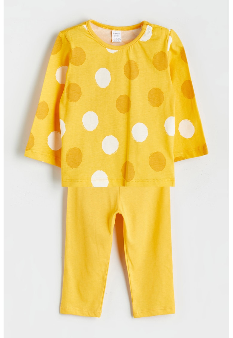 Pijama din bumbac cu model cu buline