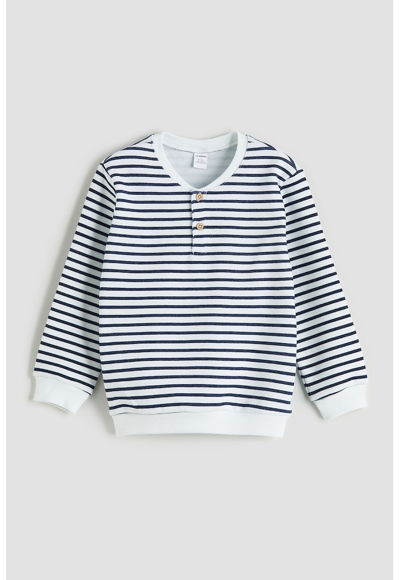 Bluza de trening cu decolteu in V si dungi