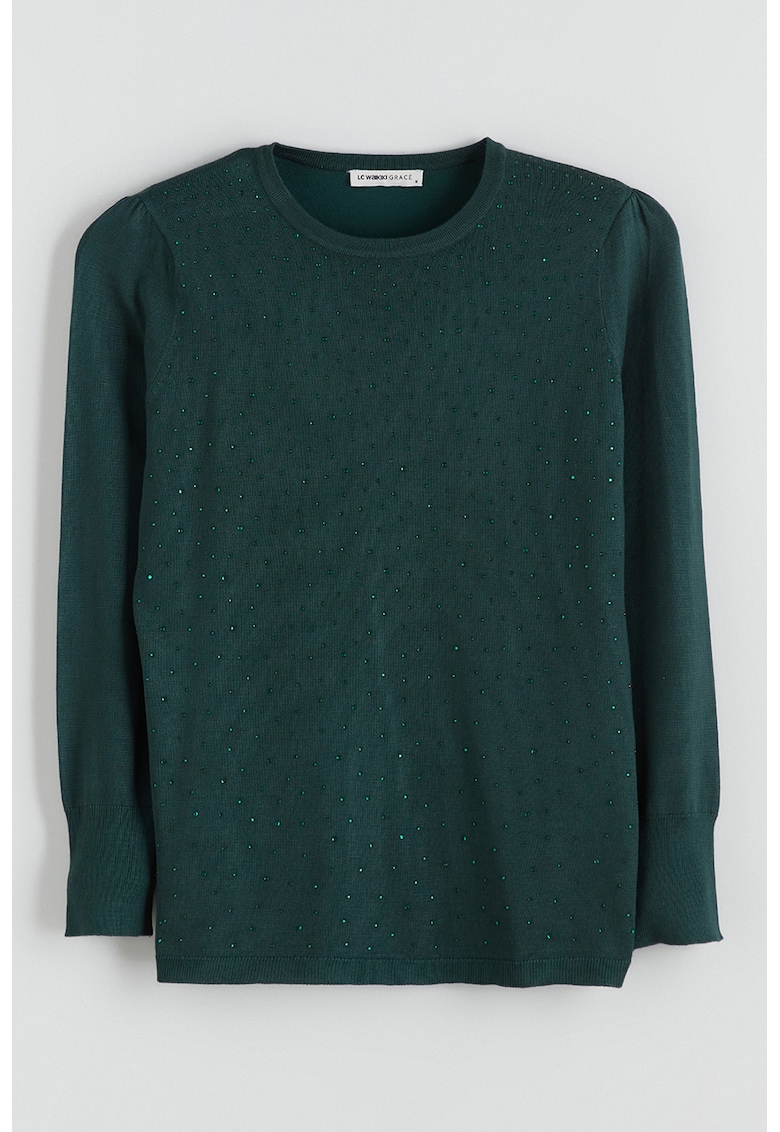 Pulover cu aplicatii din strasuri