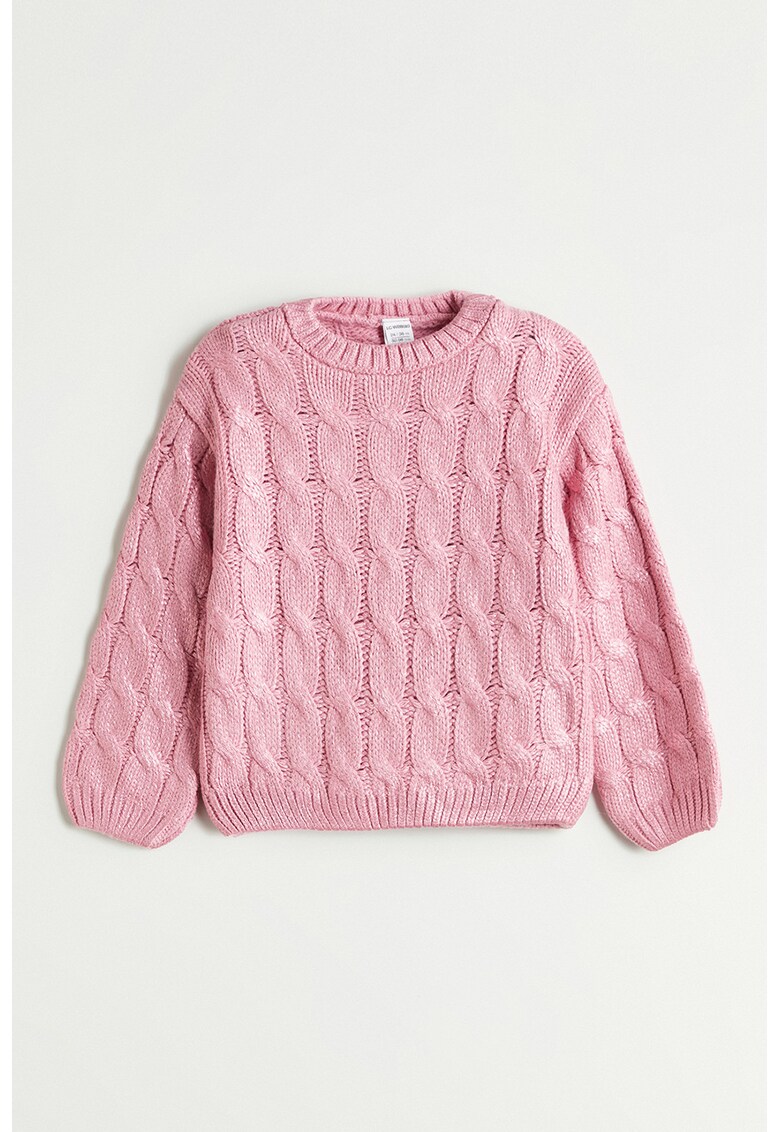 Pulover cu terminatii striate - Roz