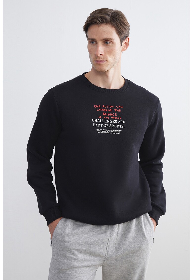 Bluza de trening cu imprimeu text - Rosu/Alb/Negru