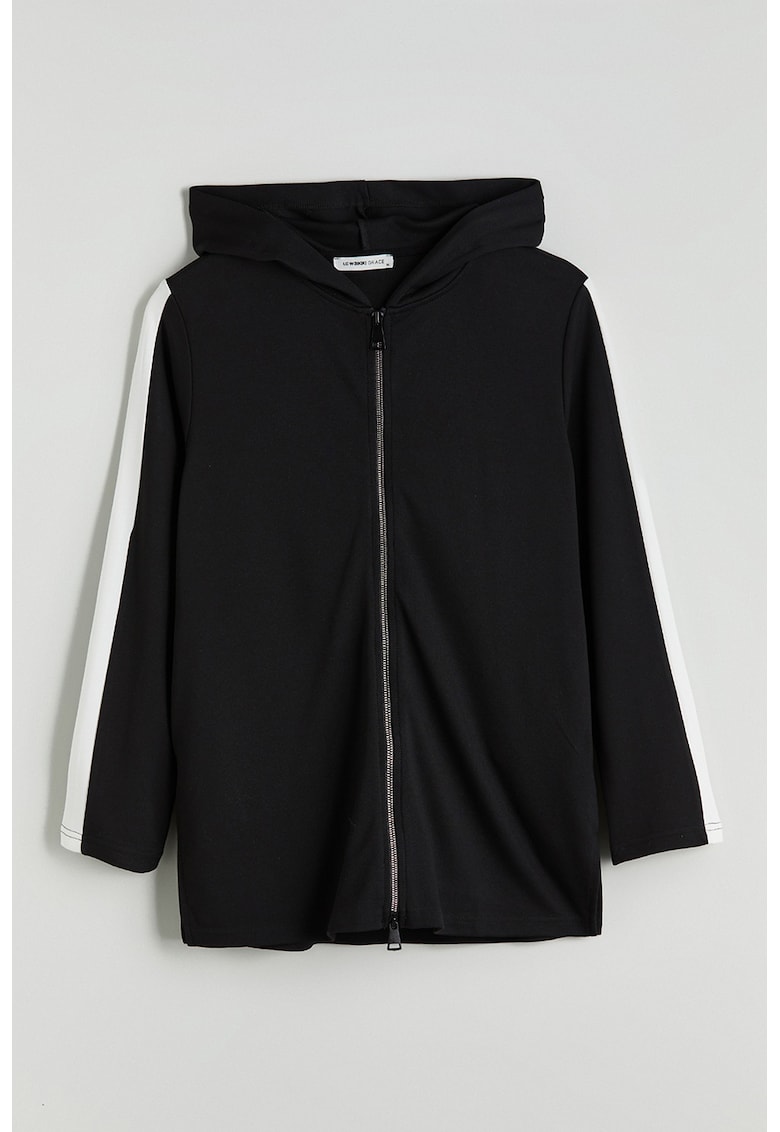 Hanorac cu segmente laterale contrastante si fermoar