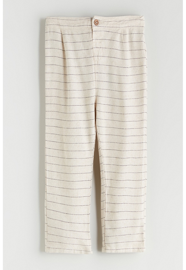 Pantaloni din amestec de in cu talie elastica