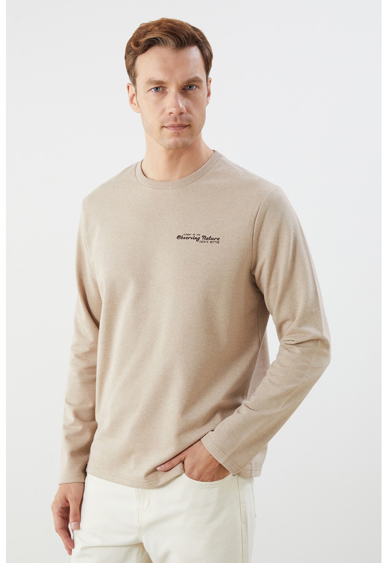 Bluza din amestec de bumbac cu imprimeu text