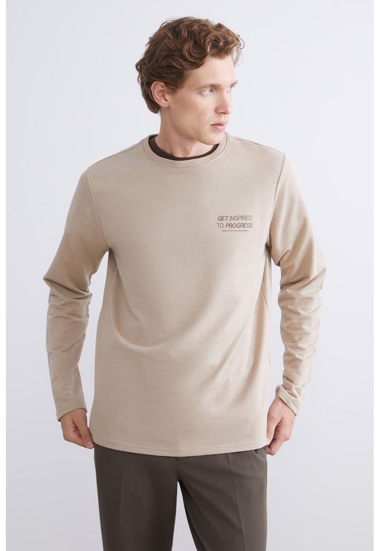 Bluza din amestec de bumbac cu imprimeu text