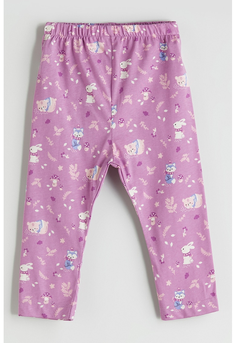 Pantaloni cu imprimeu grafic si talie elastica