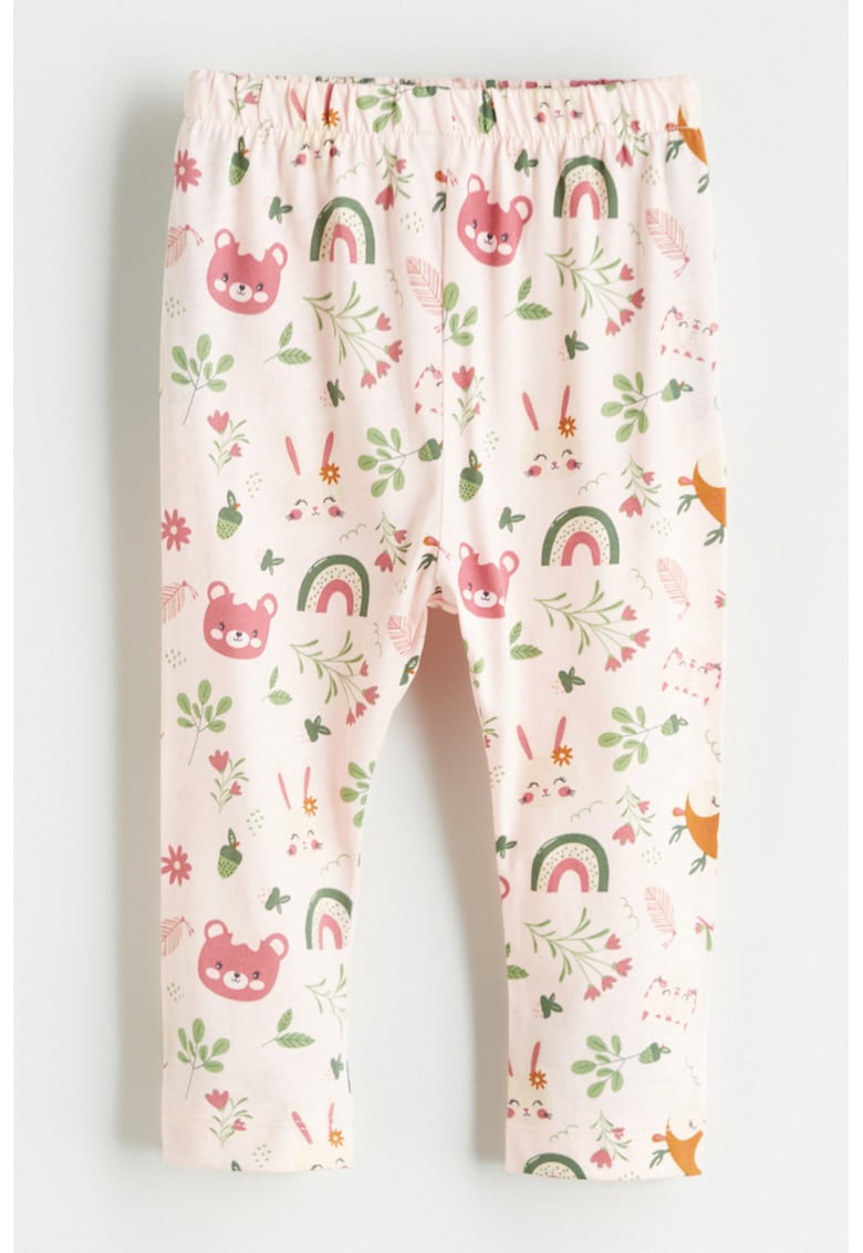 Pantaloni cu imprimeu grafic si talie elastica