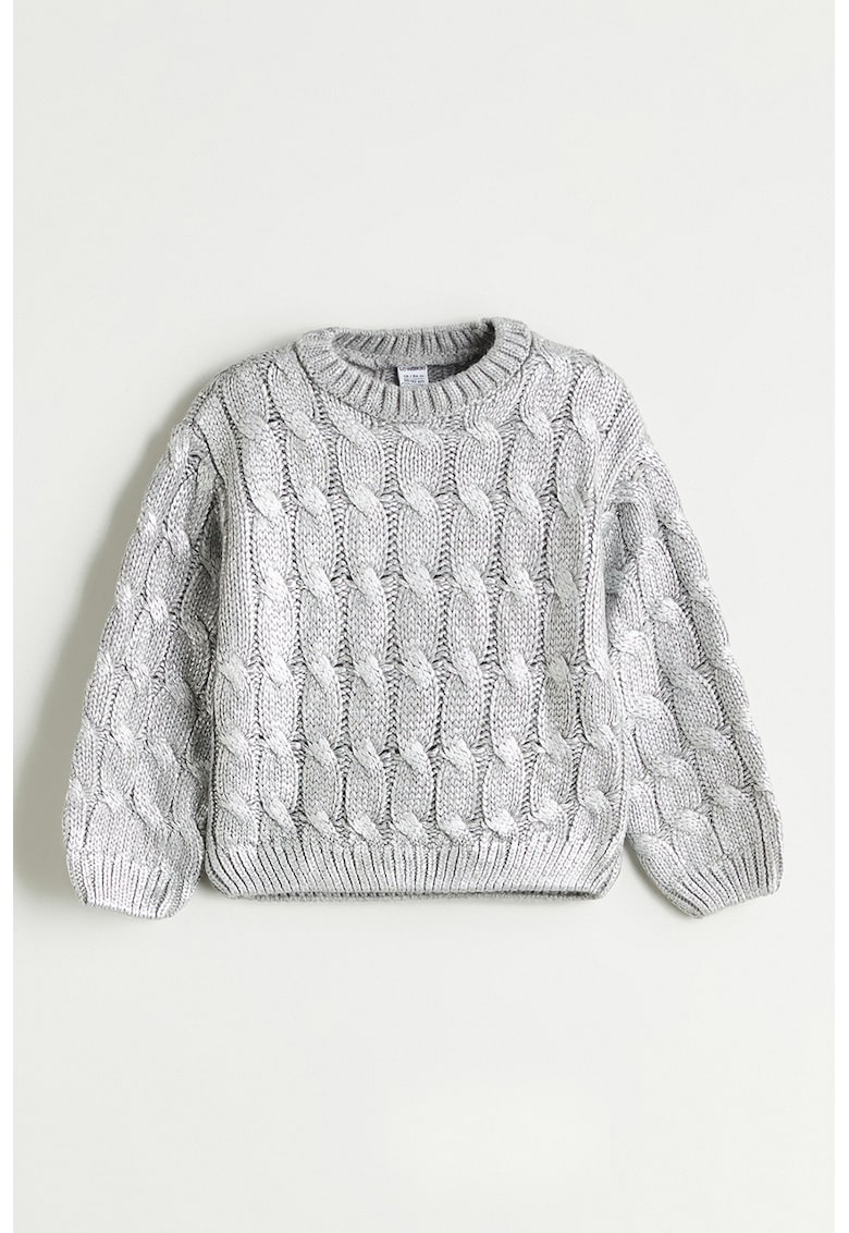 Pulover cu terminatii striate - Gri deschis