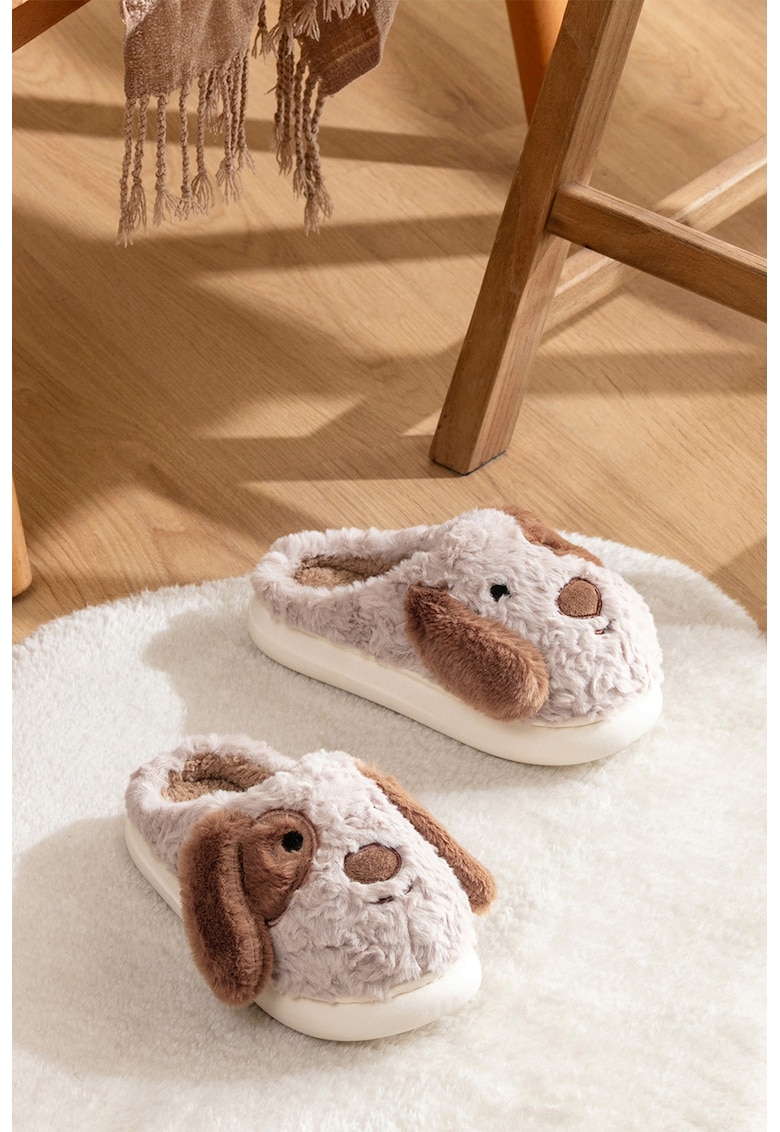 Papuci de casa din material textil cu model