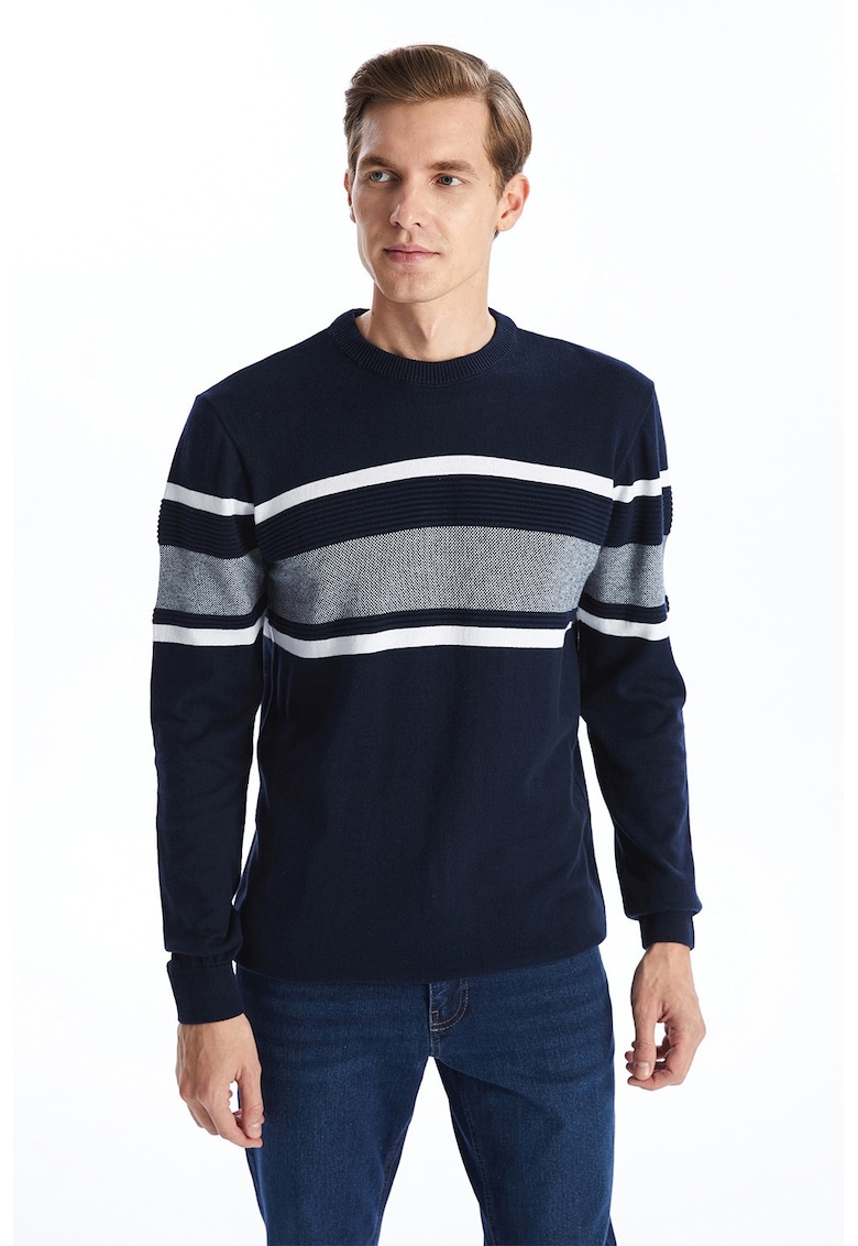 Pulover din bumbac cu model in dungi