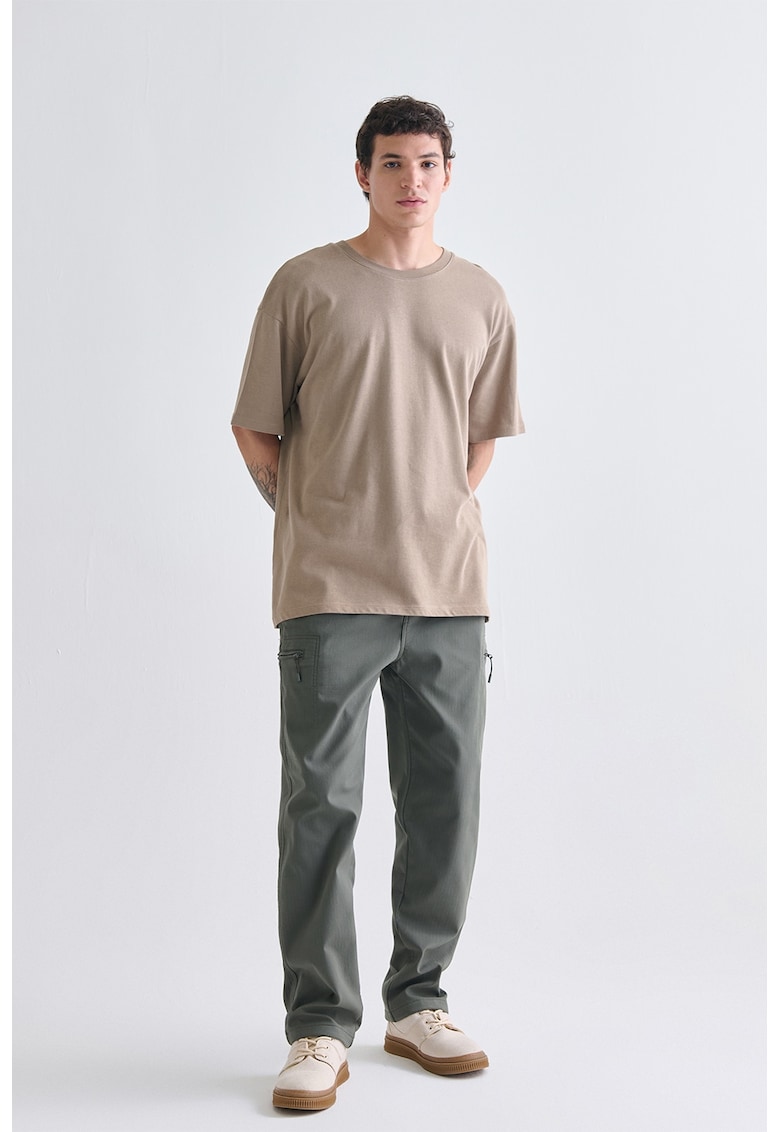 Pantaloni regular fit cu snur - Kaki