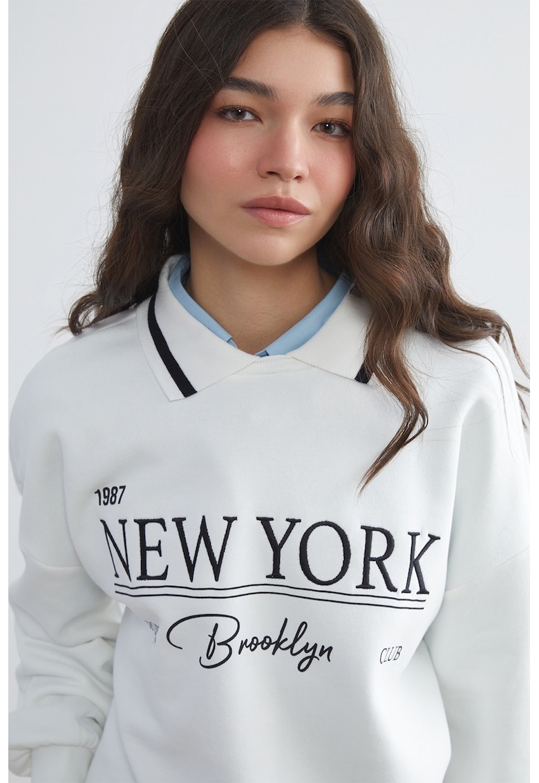 Bluza de trening din amestec de bumbac cu imprimeu text