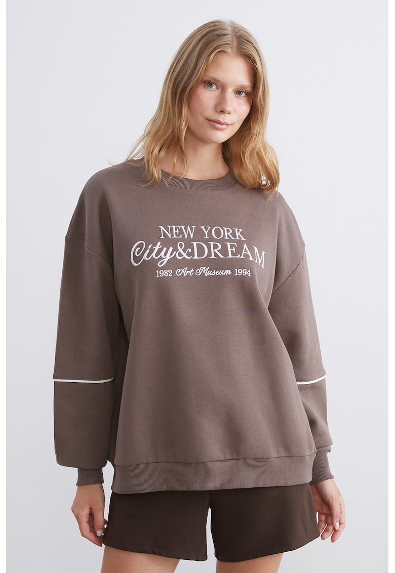 Bluza de trening din amestec de bumbac cu imprimeu text