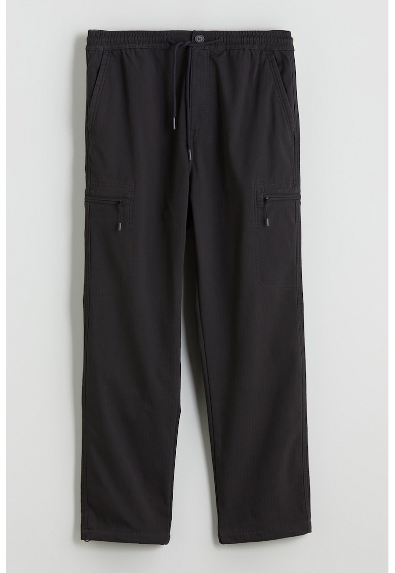 Pantaloni regular fit cu snur - Gri antracit