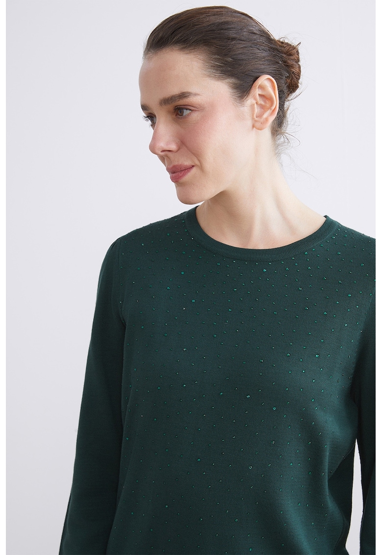 Pulover tricotat fin - Verde englez