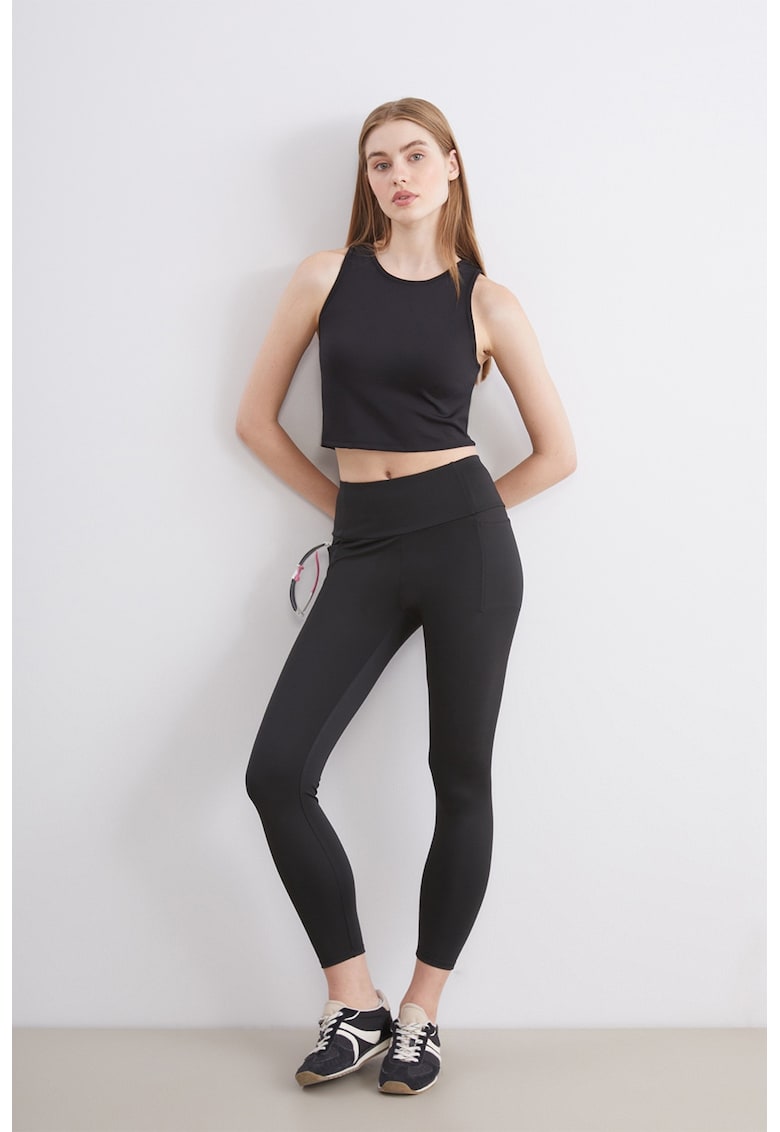 Colanti crop skinny cu buzunare