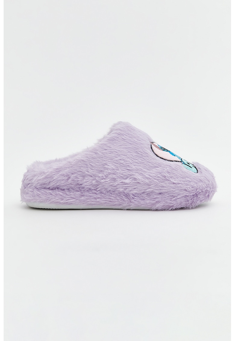 Papuci de casa din blana sintetica cu cusatura