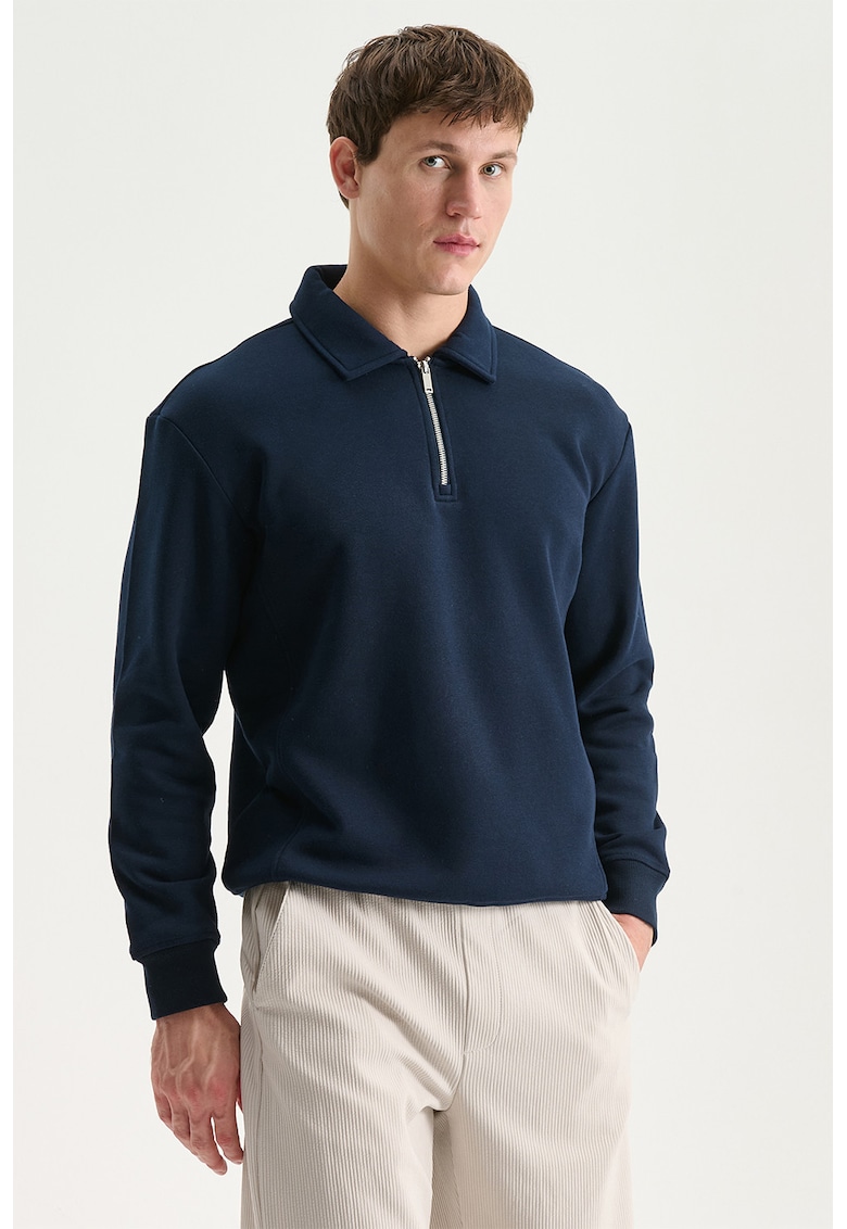 Bluza de trening uni din amestec de bumbac