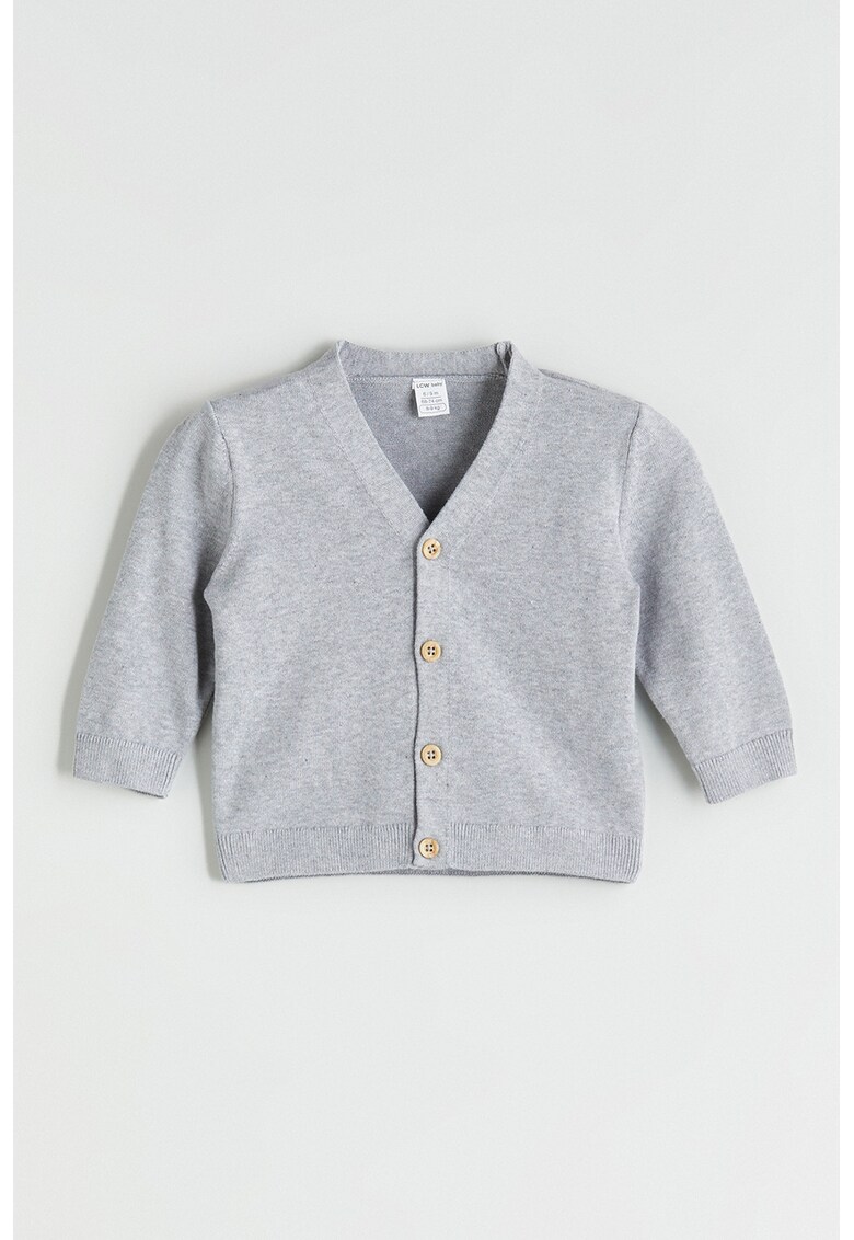 Cardigan cu decolteu in V si nasturi - Gri deschis melange