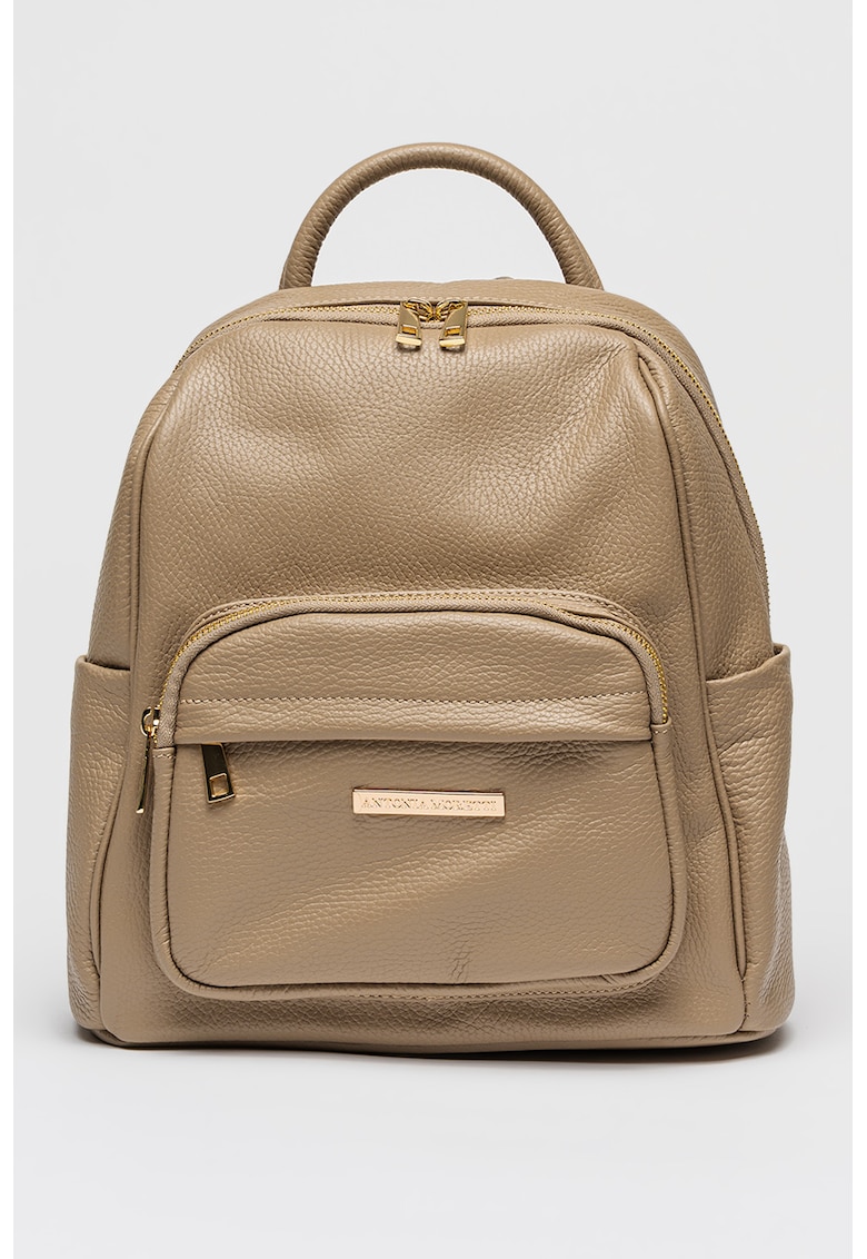 Rucsac cu fermoar si bretele ajustabile - Maro taupe