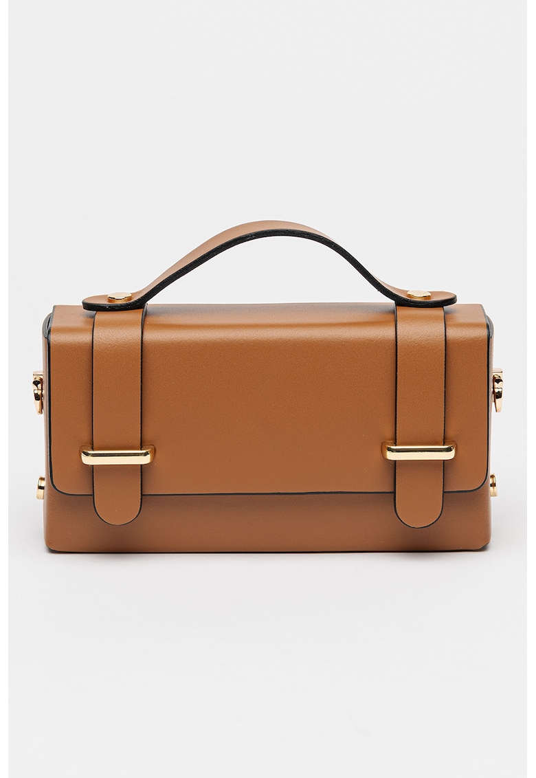 Geanta crossbody cu detaliu metalic rotund - Maro scortisoara
