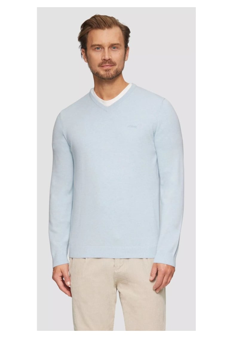 Pulover de bumbac cu decolteu in V