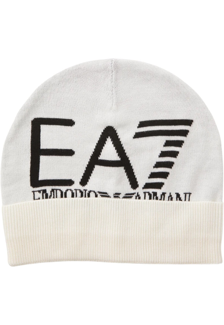 Caciula EA7 Visibility Beanie Bej Negru Caciula EA7 Visibility Beanie Bej Negru