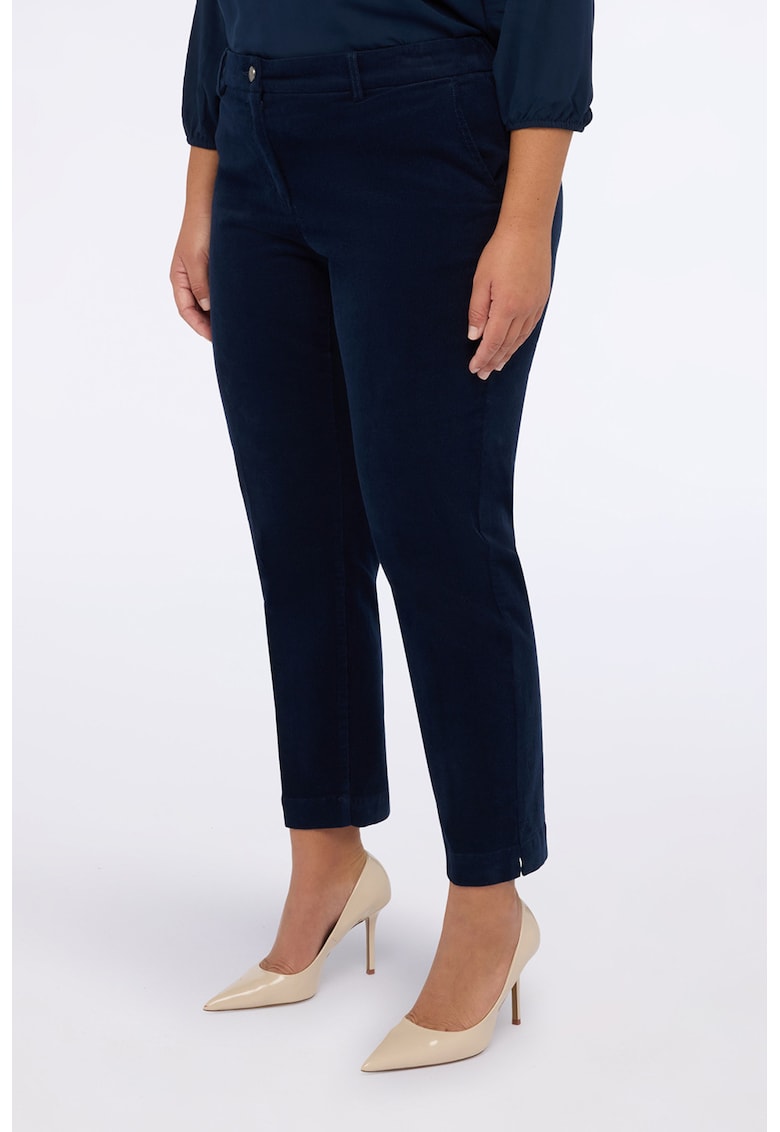 Pantaloni crop cu croiala conica - Albastru inchis