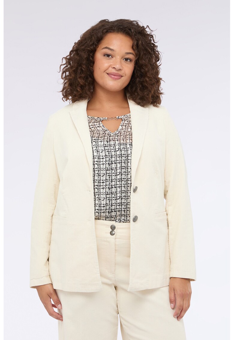 Sacou uni cu nasturi - Alb fildes