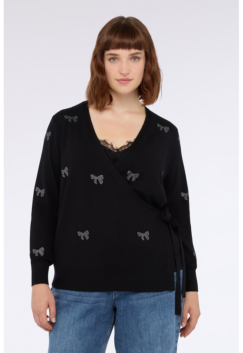 Cardigan petrecut cu aplicatii cu strasuri