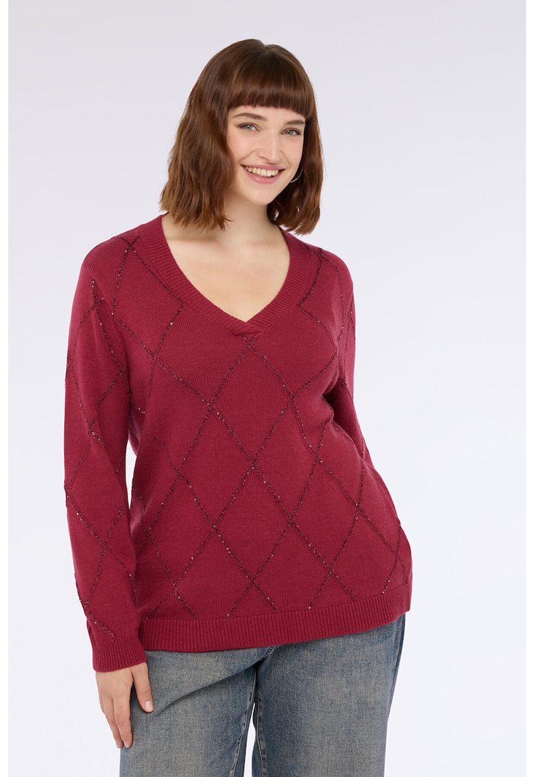 Pulover din amestec de lana cu insertii stralucitoare