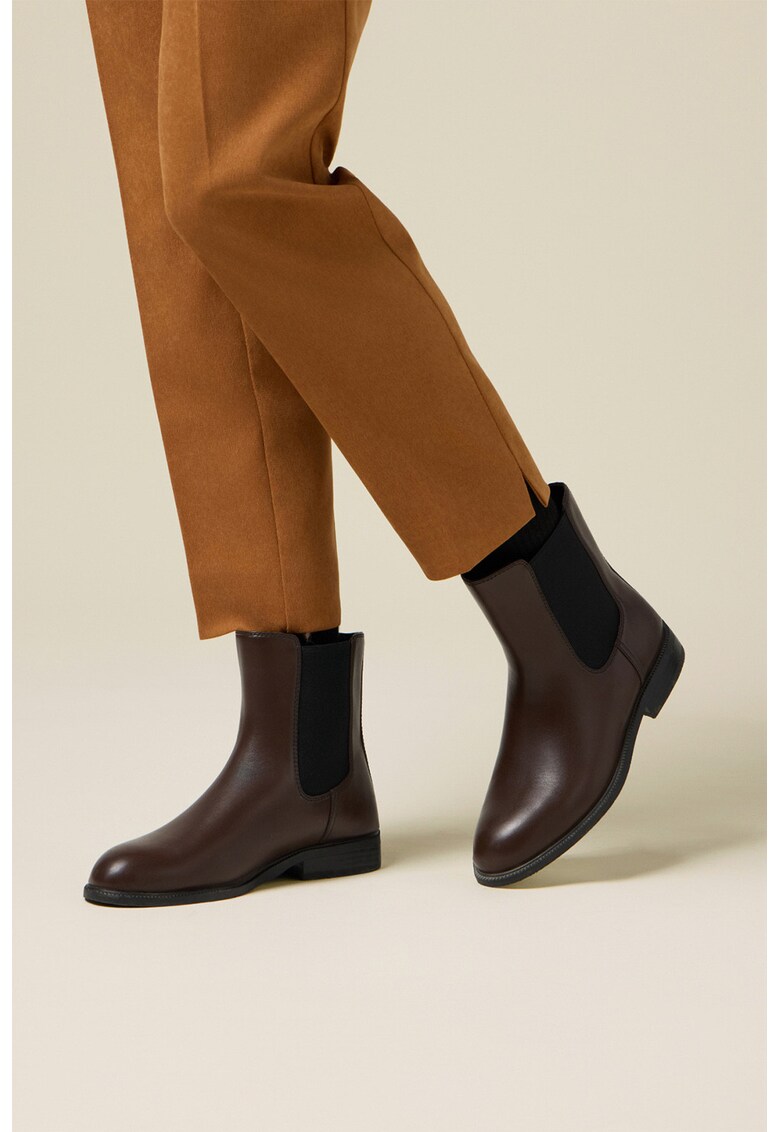 Ghete Chelsea de piele ecologica - Maro inchis