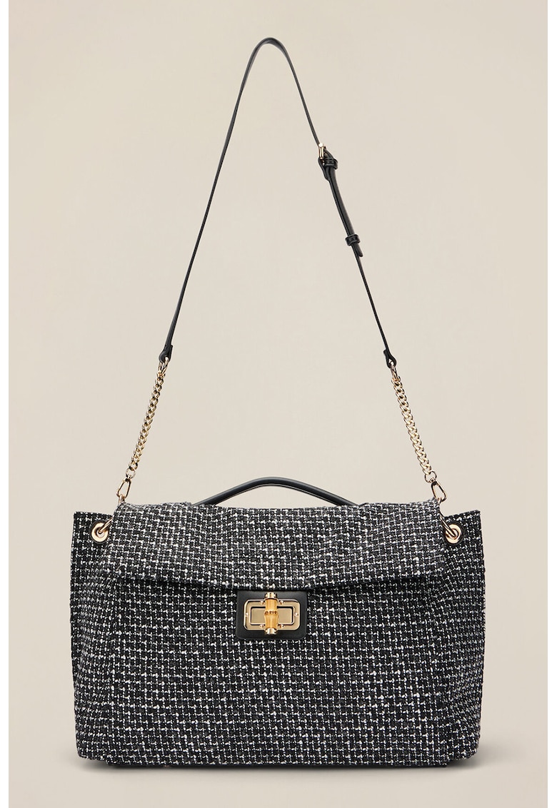 Geanta shopper din material textil cu sistem metalic