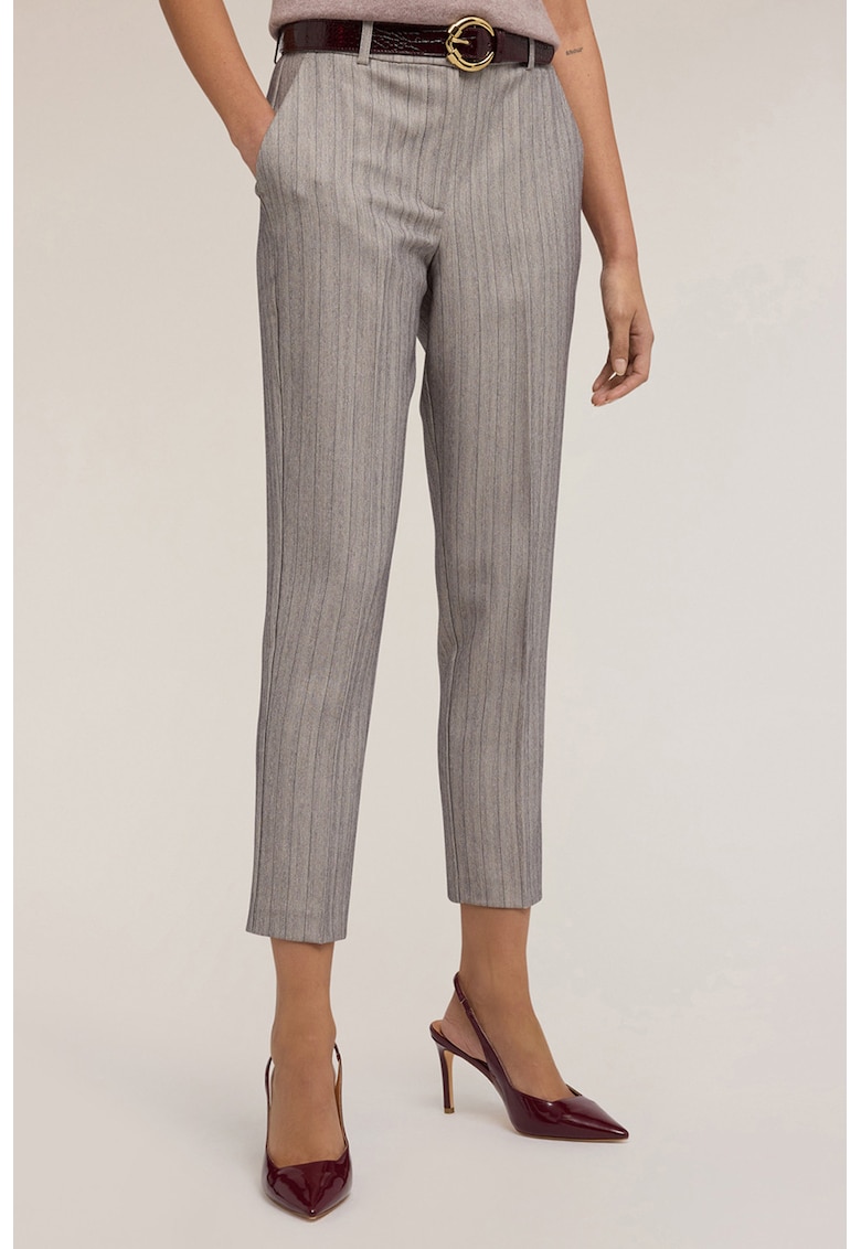 Pantaloni crop conici cu pensa