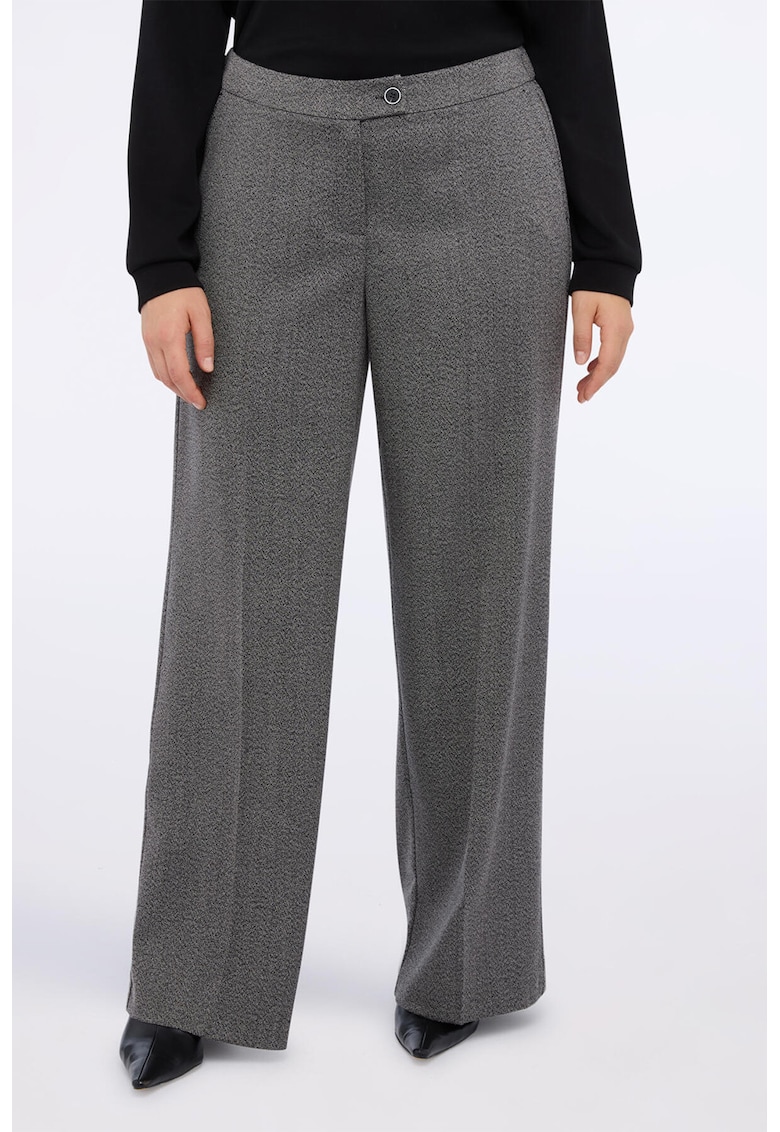 Pantaloni cu croiala ampla si talie elastica - Gri melange