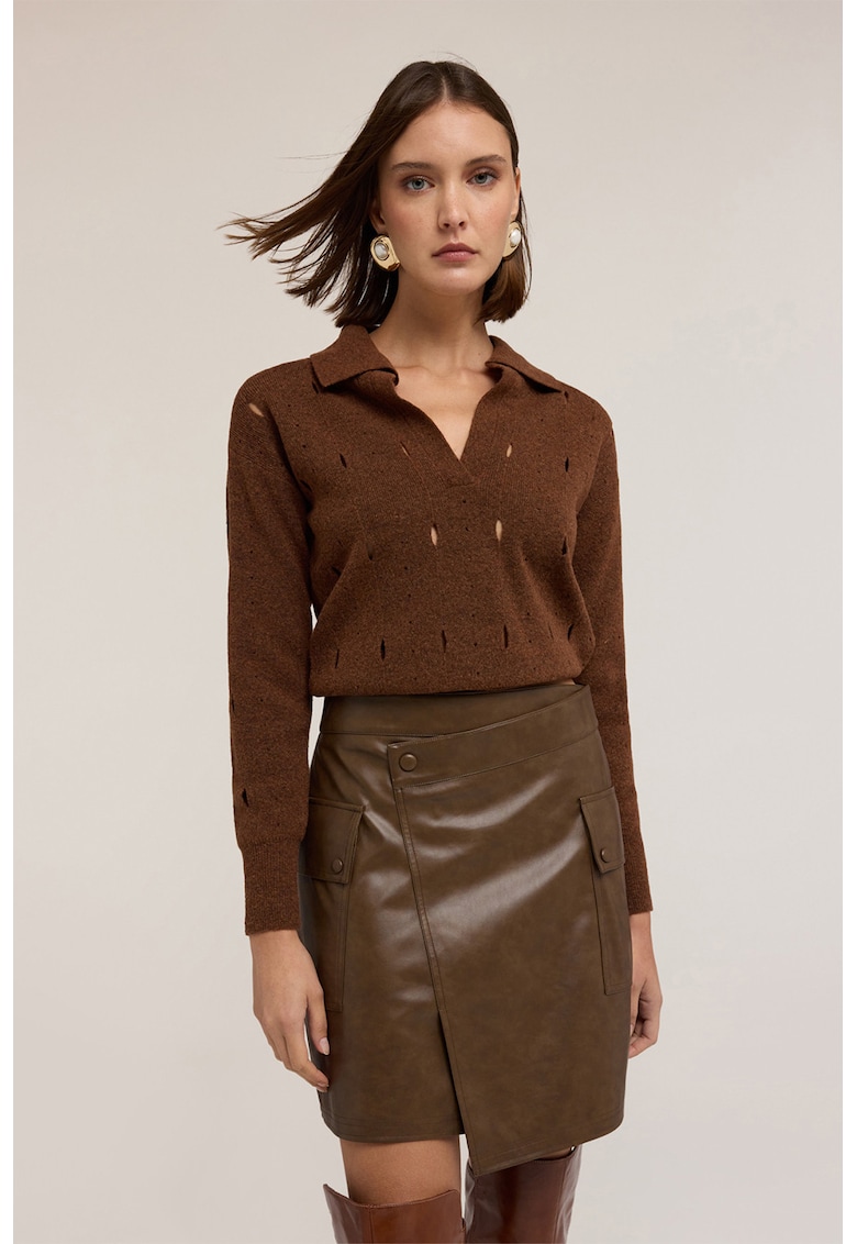 Pulover din amestec de lana cu decupaje