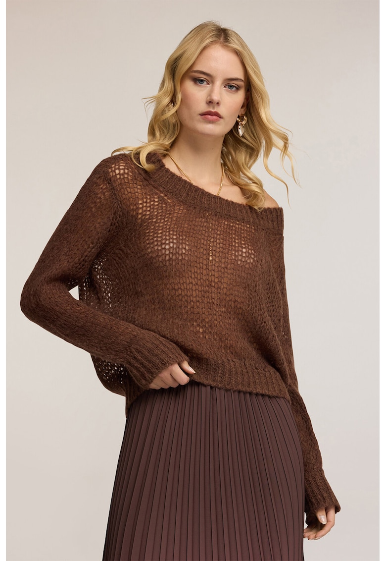 Pulover lejer din amestec de lana si mohair - Maro