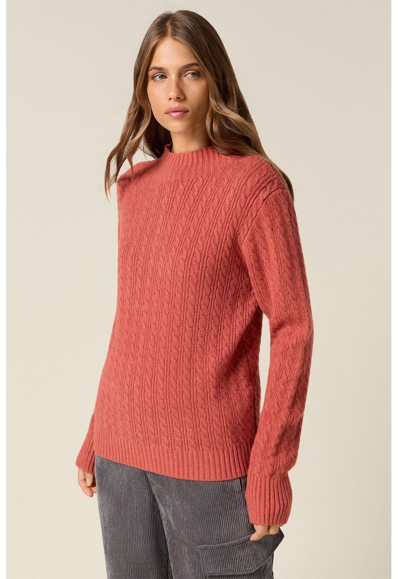 Pulover cu model torsade - Coral