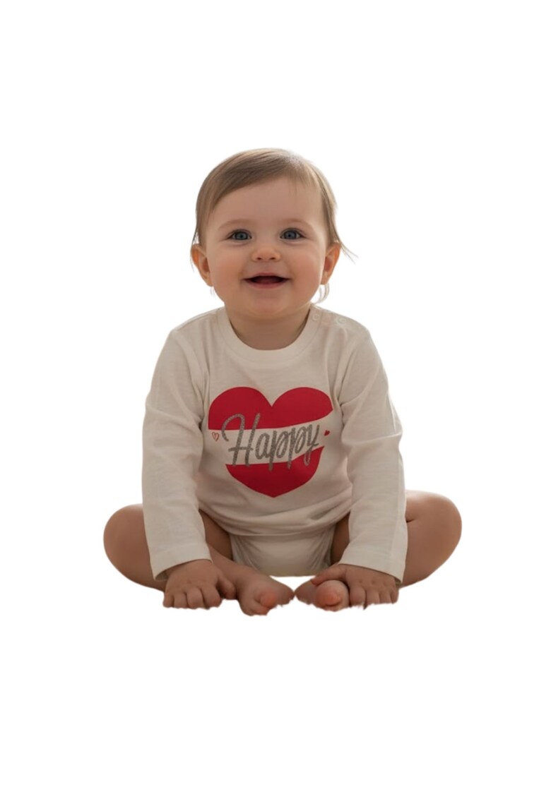 Tricou copii Inima cu maneca lunga alb 80