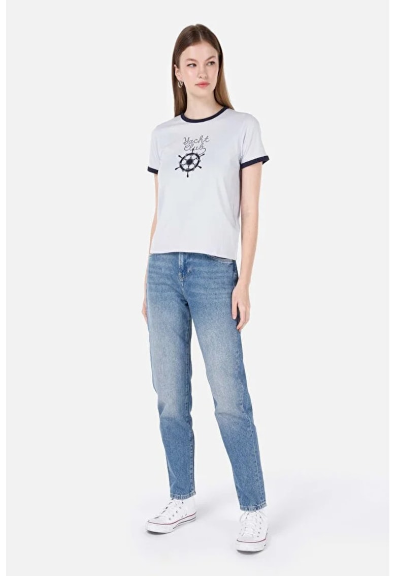 Pantaloni femei mom fit - albastru -