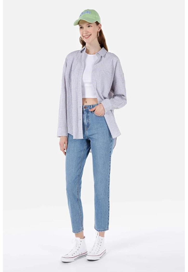 Pantaloni de dama - mom fit - albastru -