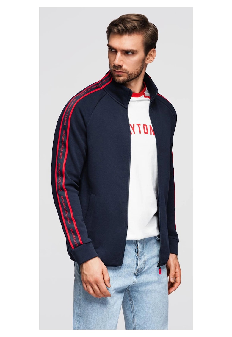 Bluza cu fermoar cu dungi si guler inalt OM-SSZP-0224